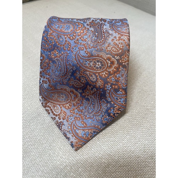 Pronto Uomo Pink Blue Purple Paisley‎ Silk Tie Luxury 3.5" - Picture 1 of 6